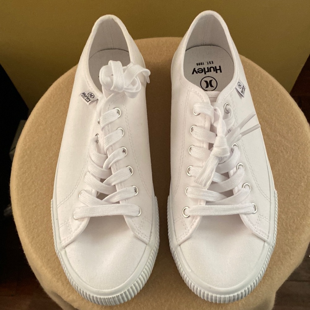 Hurley Women Casual Lace Up Sneakers Carrie Size US 7m White Canvas Fabric